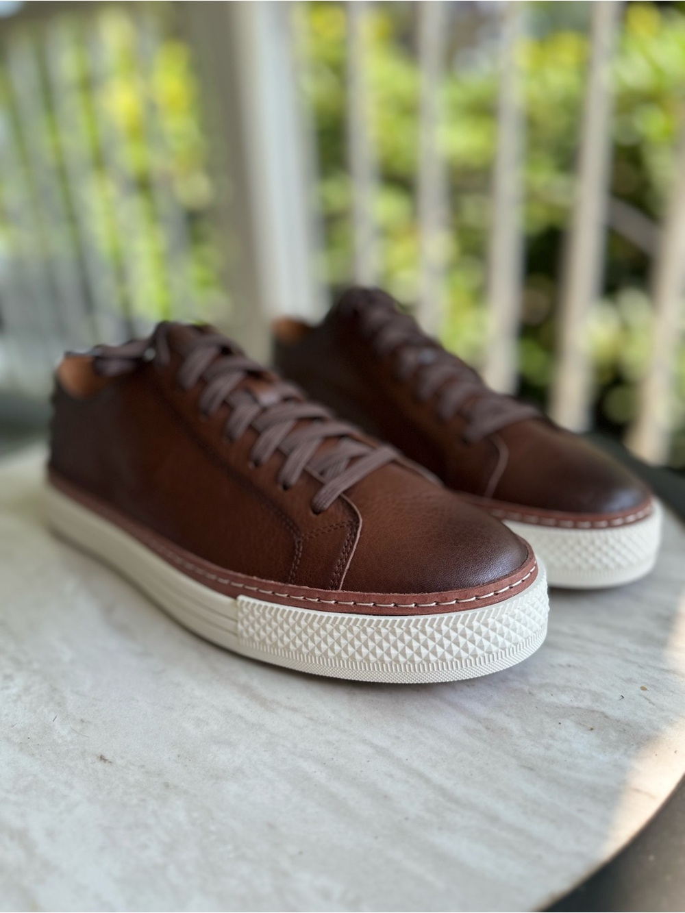 Allen Edmonds Paxton Brown Leather Low-Top Sneakers with White Sole